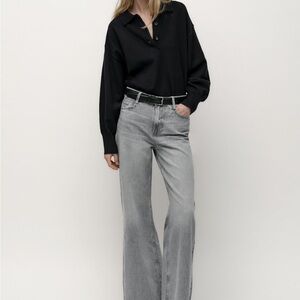 Zara Women's Light Gray Flare Jeans